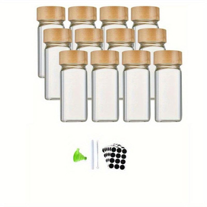 Kitchen Seasoning Jars Glass Storage Canister Holder with Bamboo Lid