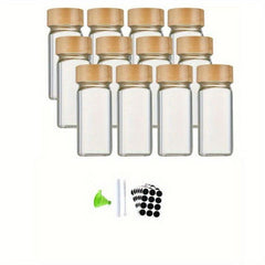 Kitchen Seasoning Jars Glass Storage Canister Holder with Bamboo Lid
