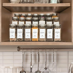Kitchen Seasoning Jars Glass Storage Canister Holder with Bamboo Lid