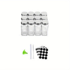 Kitchen Seasoning Jars Glass Storage Canister Holder with Bamboo Lid