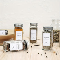 Kitchen Seasoning Jars Glass Storage Canister Holder with Bamboo Lid
