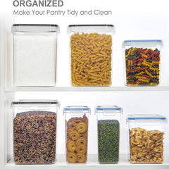 Airtight Food Storage Containers Clear Round Jars for Cereal Rice Pasta Tea Nuts