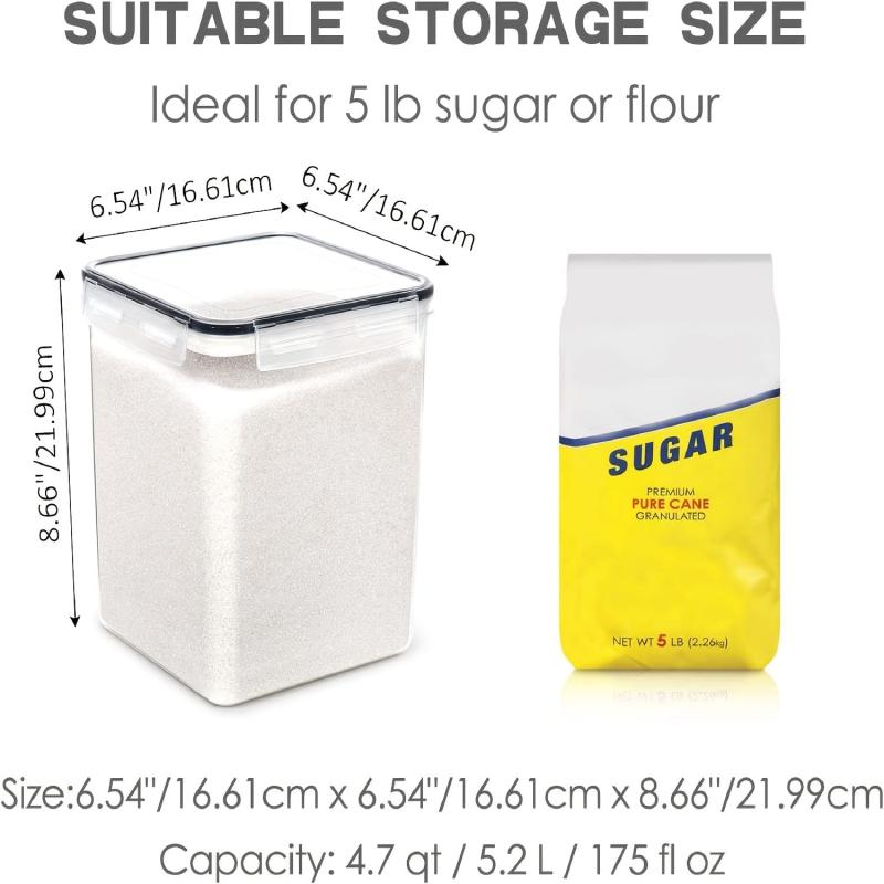 Airtight Food Storage Containers Clear Round Jars for Cereal Rice Pasta Tea Nuts