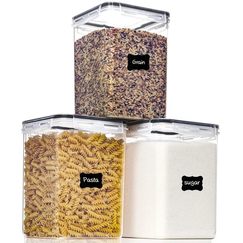 Airtight Food Storage Containers Clear Round Jars for Cereal Rice Pasta Tea Nuts