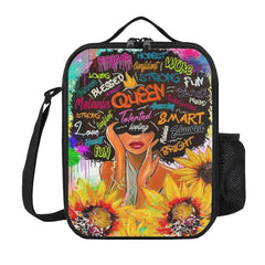 African American Girls Bento Bag Ice Pack Waterproof Lunch Box Bag