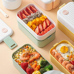 2-Layer Bento Box Insulated Food Container with Tableware Fork Spoon