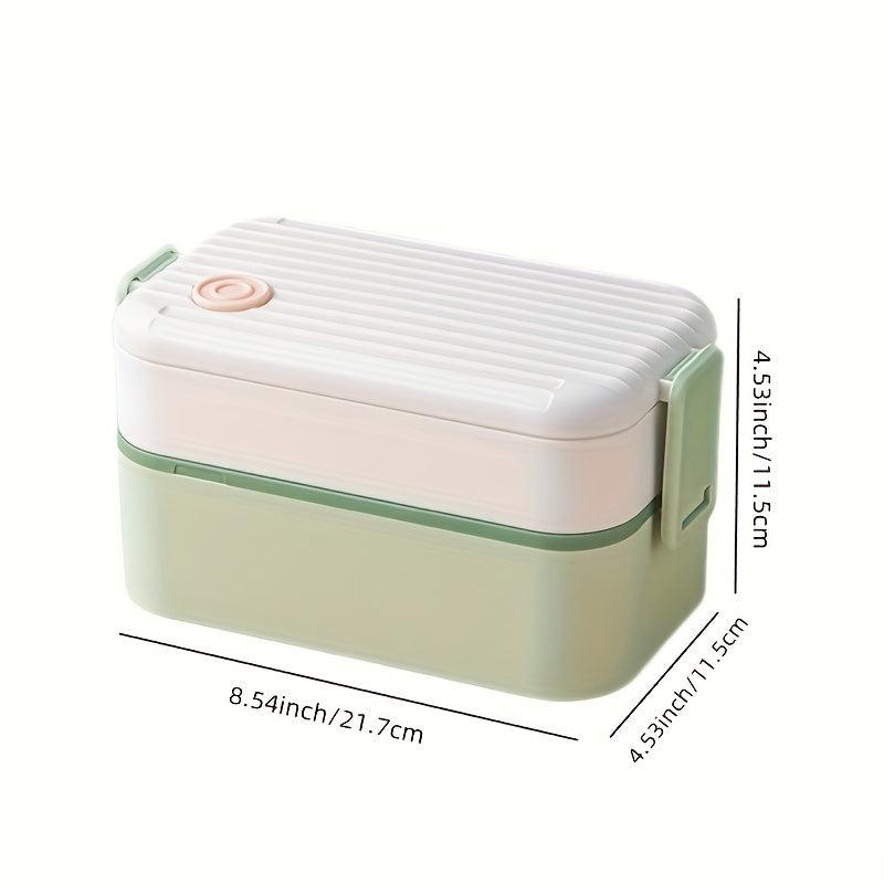 2-Layer Bento Box Insulated Food Container with Tableware Fork Spoon