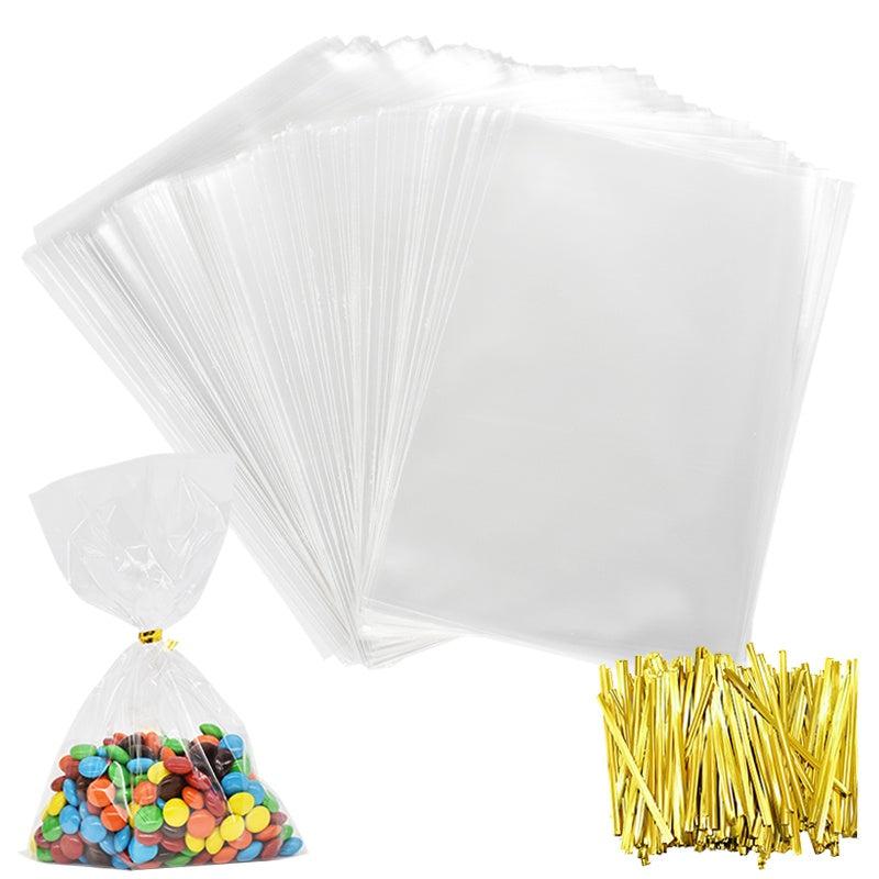 100pcs Clear Plastic Bags for Candy Lollipops Cookies