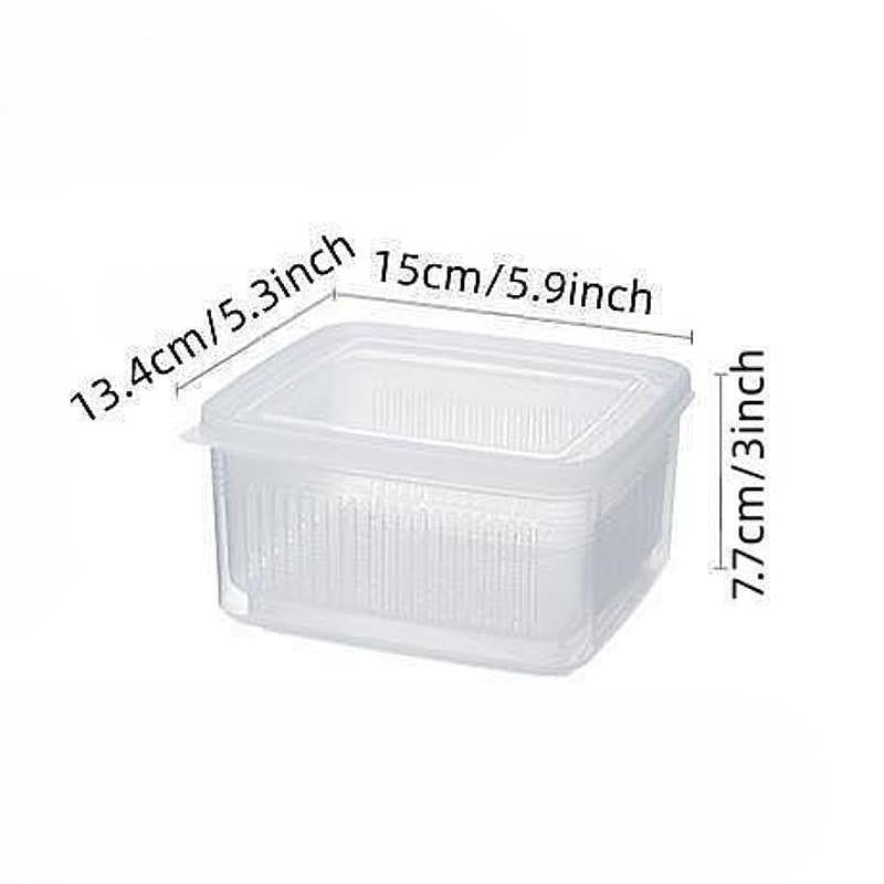Kitchen Preservation Box Refrigerator Sealed Storage Portable Fruit Drain
