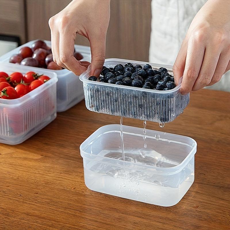 Kitchen Preservation Box Refrigerator Sealed Storage Portable Fruit Drain