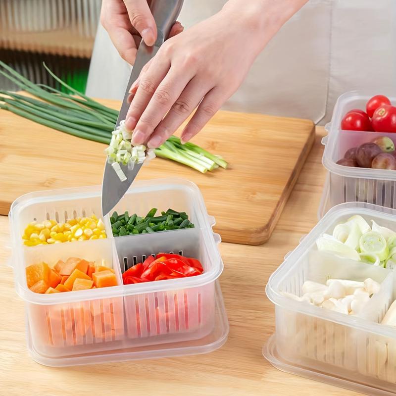 2 Layer Fresh Keeping Box with Drainage for Fruits and Vegetables
