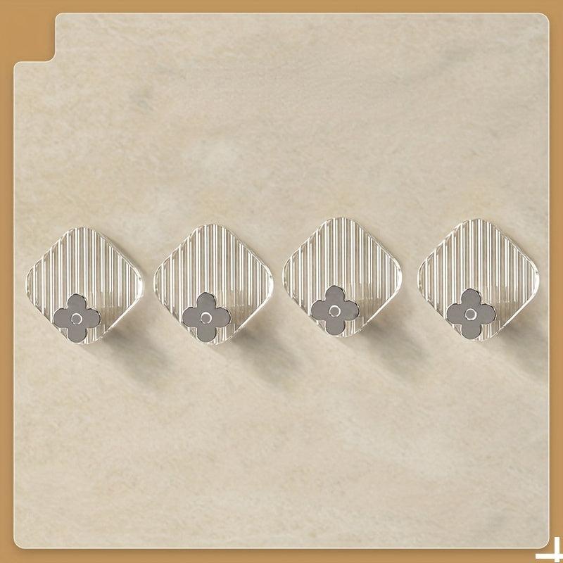 4pcs Diamond Shape Self-adhesive Bathroom Kitchen Door Hooks