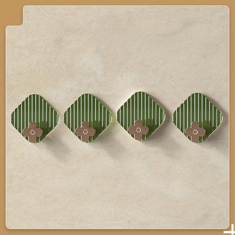 4pcs Diamond Shape Self-adhesive Bathroom Kitchen Door Hooks
