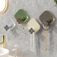 4pcs Diamond Shape Self-adhesive Bathroom Kitchen Door Hooks
