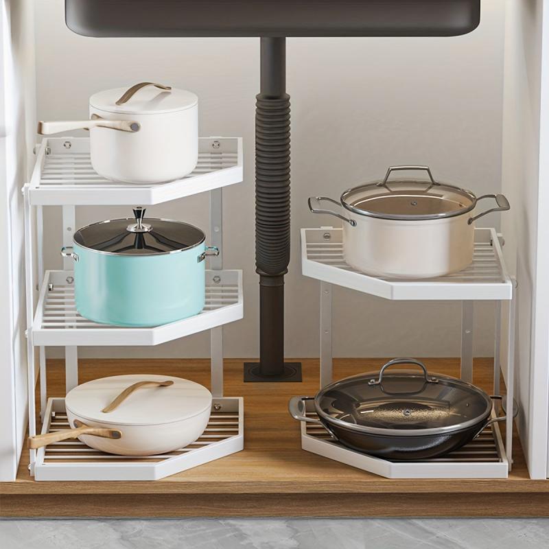 Corner Display Rack 3 layer Pot Rack Storage Organizer