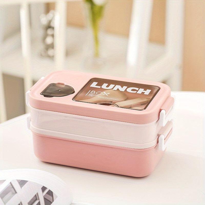 2-Layer Bento Box Set for Adults Teens w/ Cutlery Leak Proof Lunch
