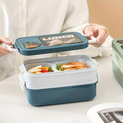 2-Layer Bento Box Set for Adults Teens w/ Cutlery Leak Proof Lunch