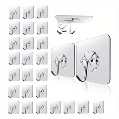 50pcs Heavy Duty Wall Hooks Transparent Non Slip Adhesive Hooks