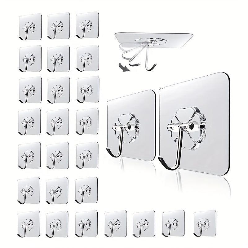 50pcs Heavy Duty Wall Hooks Transparent Non Slip Adhesive Hooks