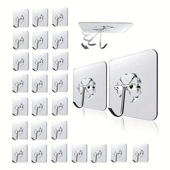 50pcs Heavy Duty Wall Hooks Transparent Non Slip Adhesive Hooks