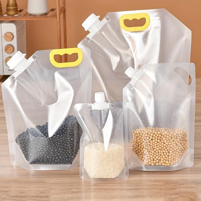 5pcs Transparent Rice Suction Nozzle Bag Grain Storage Anti-odor Leak
