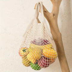 Mesh Grocery Bag Reusable Produce Tote Boho Hand Woven Bag