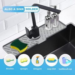 Long Silicone Sink Mat for Kitchen Bathroom Laundry Room Prevents Water Damage