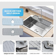 Long Silicone Sink Mat for Kitchen Bathroom Laundry Room Prevents Water Damage