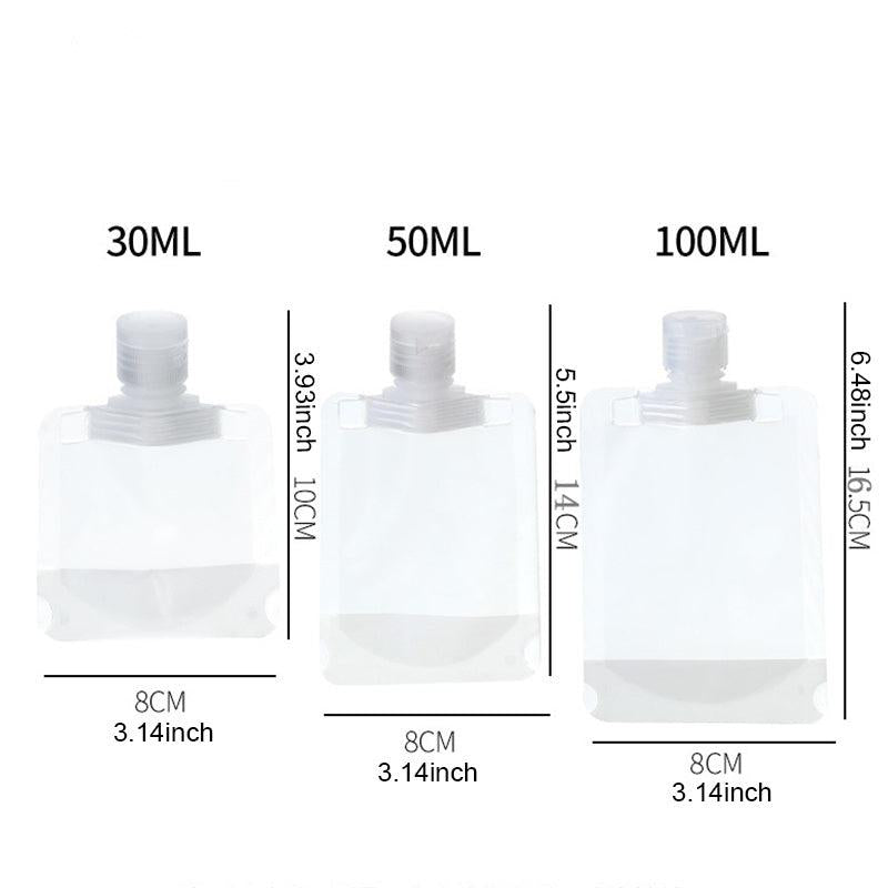 3pcs Travel Liquid Clear Plastic Bags Squeeze Pouch Cosmetic Containers