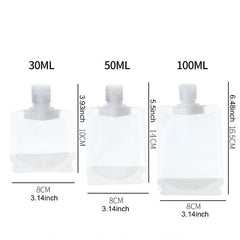 3pcs Travel Liquid Clear Plastic Bags Squeeze Pouch Cosmetic Containers
