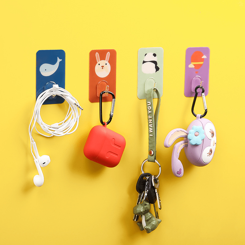Cartoon Animal Adhesive Hook Panda Punch Traceless Self-adhesive Hanger
