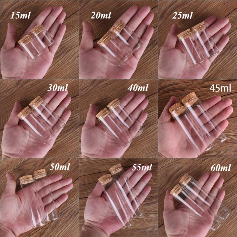 4pcs Glass Test Tubes with Cork Stopper 10ml 60ml DIY Crafts Wedding