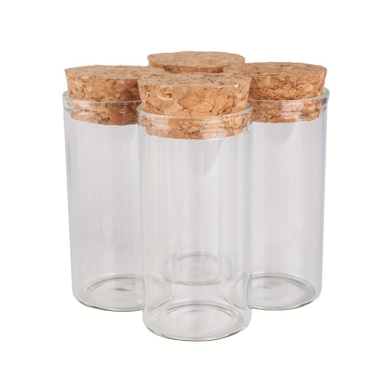 4pcs Glass Test Tubes with Cork Stopper 10ml 60ml DIY Crafts Wedding