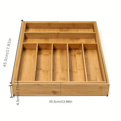 Bamboo Drawer Organizer Expandable Cutlery Plate Desktop Drawer Organizer