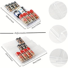 3-Layer Expandable Seasoning Storage Rack for Cabinet - Transparent