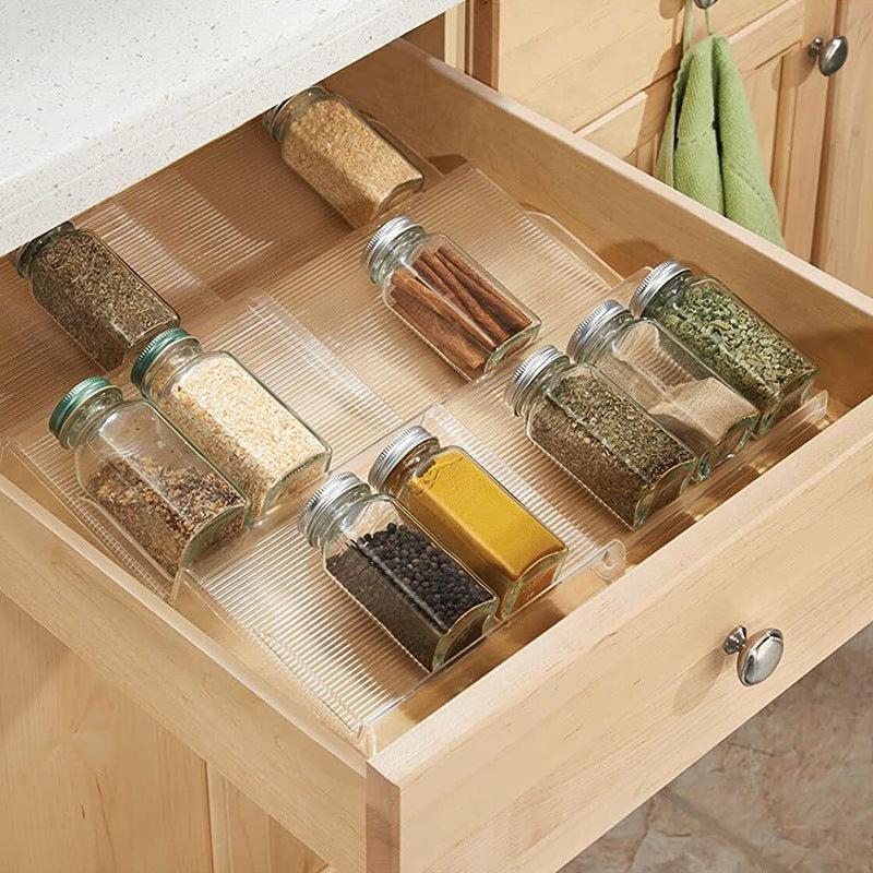 3-Layer Expandable Seasoning Storage Rack for Cabinet - Transparent