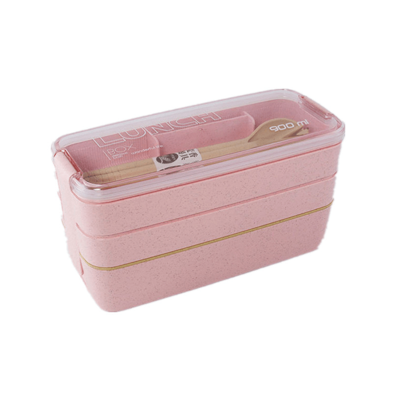 Portable 3 Layer Japanese Lunch Box with Utensils