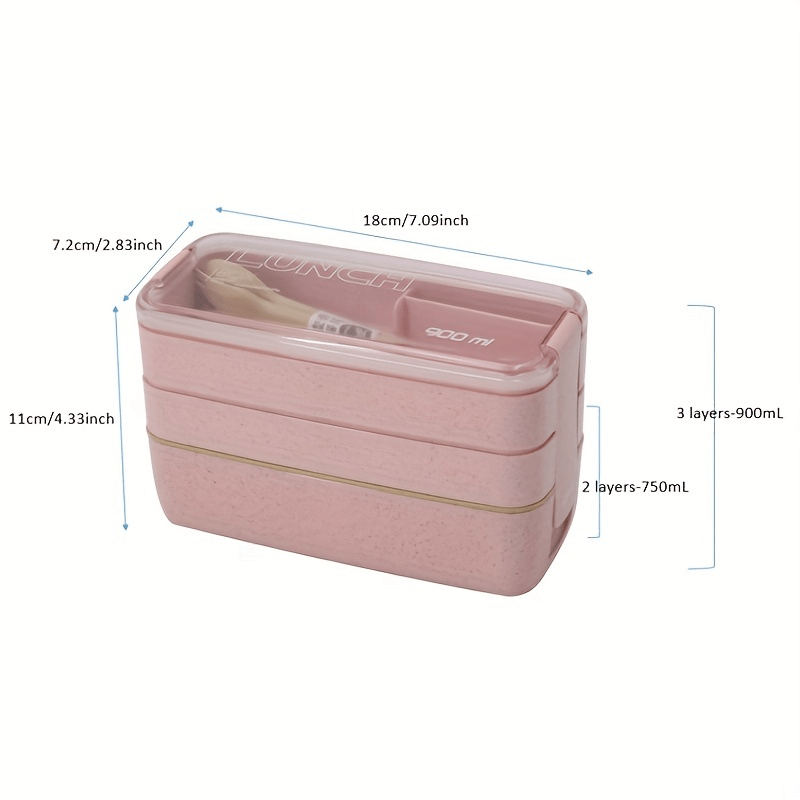 Portable 3 Layer Japanese Lunch Box with Utensils