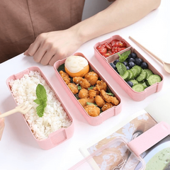 Portable 3 Layer Japanese Lunch Box with Utensils