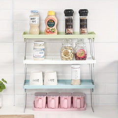 Plastic Foldable Seasoning Rack Condiment Storage for Kitchen Countertop