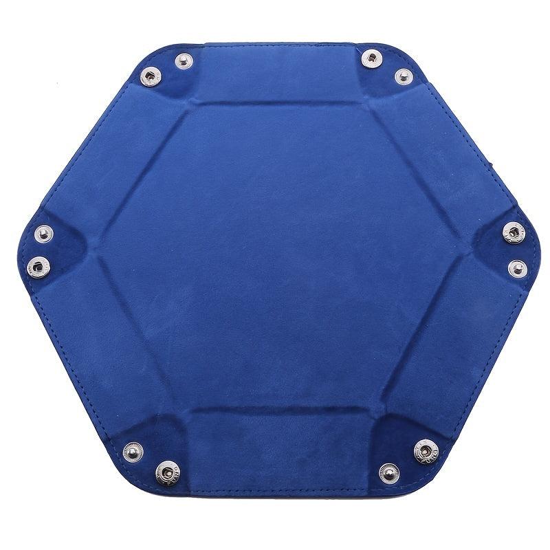 Hexagon Velvet Cloth Dice Tray Foldable Storage Box PU Tray