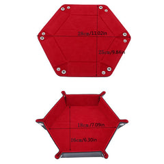Hexagon Velvet Cloth Dice Tray Foldable Storage Box PU Tray