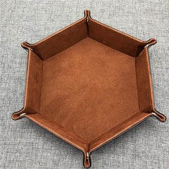 Hexagon Velvet Cloth Dice Tray Foldable Storage Box PU Tray