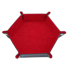 Hexagon Velvet Cloth Dice Tray Foldable Storage Box PU Tray