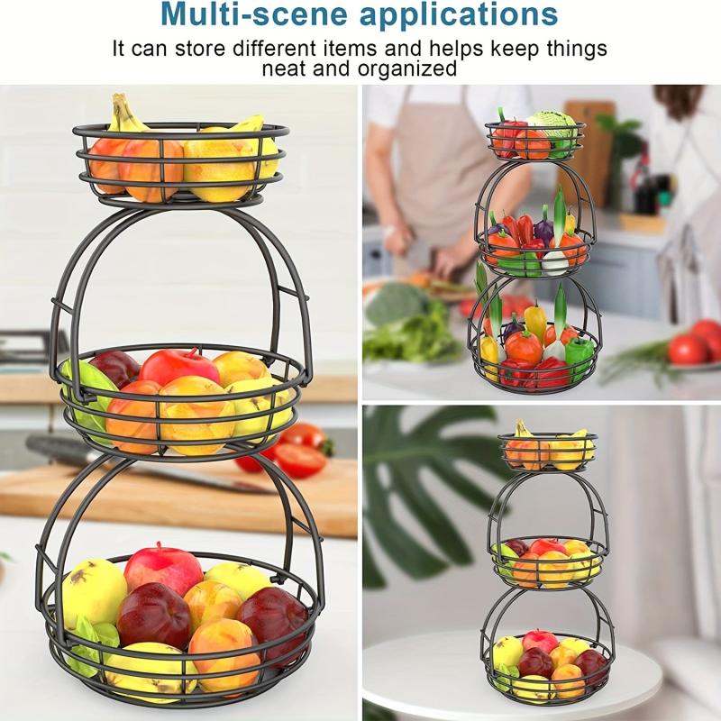3 Tier Fruit Basket for Countertop Metal Fruit Holder