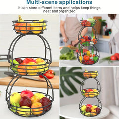 3 Tier Fruit Basket for Countertop Metal Fruit Holder