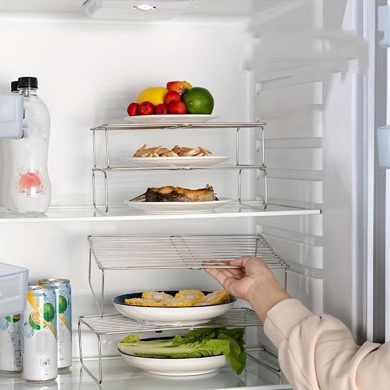 1pc Stainless Steel Folding Shelf for Refrigerator - Organize Your Kitchen