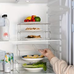 1pc Stainless Steel Folding Shelf for Refrigerator - Organize Your Kitchen