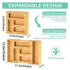 Bamboo Kitchen Drawer Rack & Food Bag Dispenser