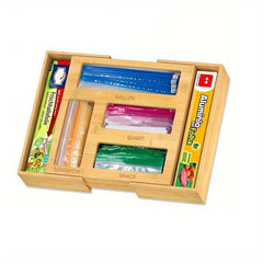 Bamboo Kitchen Drawer Rack & Food Bag Dispenser